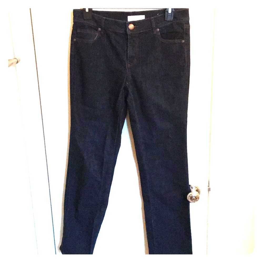 Loft, dark wash, straight leg jean